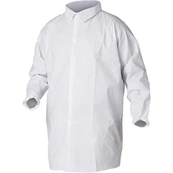 KleenGuard - Size 2XL White Lab Coat without Pockets - Microporous Film Laminate, Snap Front, Elastic Cuffs - USA Tool & Supply
