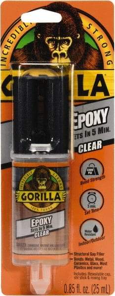 Gorilla Glue - 0.85 oz Syringe Epoxy - 5 min Working Time, 50°F, 3,300 psi Shear Strength - USA Tool & Supply