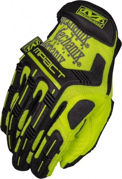 Mechanix Wear - Size M Synthetic Leather/TPR Anti-Vibration/Impact Protection Work Gloves - Uncoated, Hook & Loop Cuff, Full Fingered, Hi-Vis Yellow, Paired - USA Tool & Supply