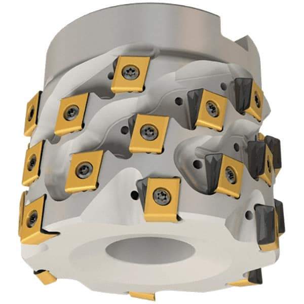 Iscar - 25 Inserts, 63mm Cut Diam, 25.4mm Arbor Diam, 59mm Max Depth of Cut, Indexable Square-Shoulder Face Mill - 0° Lead Angle, 80mm High, T490 LN.. Insert Compatibility, Through Coolant, Series Helitang - USA Tool & Supply