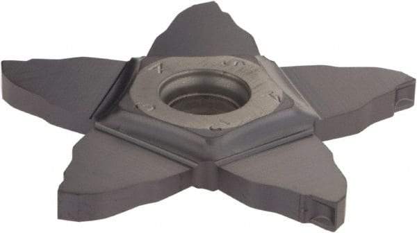 Iscar - PENTA C IC908 Grade, 0.0972" Cutting Width, Carbide Cutoff Insert - 0° Neutral Lead Angle, 0.008" Cnr Rad, TiAlN Coated, Other End - USA Tool & Supply