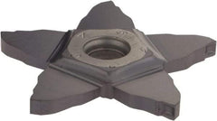Iscar - PENTA C IC908 Grade, 0.0972" Cutting Width, Carbide Cutoff Insert - 0° Neutral Lead Angle, 0.008" Cnr Rad, TiAlN Coated, Other End - USA Tool & Supply