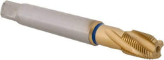 Guhring - 1/8-27 NPT, 4 Flutes, Modified Bottoming Chamfer, TiN Finish, Cobalt, Spiral Flute Pipe Tap - 11mm Shank Diam, 9mm Square Size, Series 1088 - Exact Industrial Supply