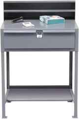 Strong Hold - 1 Drawer Shipping & Receiving Shop Desk - 36 Inch Wide x 28 Inch Deep x 54 Inch High, Dark Gray - USA Tool & Supply