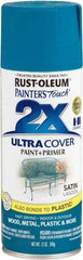 Rust-Oleum - Lagoon (Color), Satin, Enamel Spray Paint - 8 Sq Ft per Can, 12 oz Container, Use on Multipurpose - USA Tool & Supply