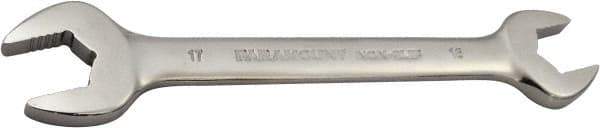 Paramount - 16mm x 17mm Standard Open End Wrench - 7-9/32" OAL, Double End, Full Polish Finish, 15° Head Angle - USA Tool & Supply