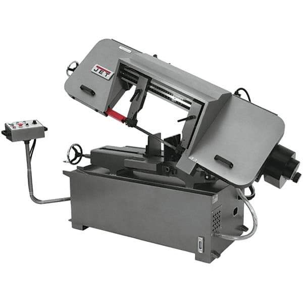 Jet - 12 x 20" Max Capacity, Semi-Automatic Variable Speed Pulley Horizontal Bandsaw - 82 to 262 SFPM Blade Speed, 460 Volts, 45°, 3 hp, 3 Phase - USA Tool & Supply