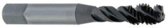 OSG - M12x1.75 Metric Coarse 3 Flute 6H Modified Bottoming Spiral Flute Tap - Vanadium High Speed Steel, TiN Finish, 3-3/8" OAL, Right Hand Flute, Right Hand Thread, D6, Series 343 - USA Tool & Supply