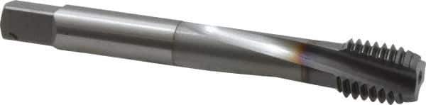 OSG - M12x1.75 Metric Coarse 3 Flute 6H Modified Bottoming Spiral Flute Tap - Powdered Metal, TiCN Finish, 3-3/8" OAL, Right Hand Flute, Right Hand Thread, D6, Series 345TI - USA Tool & Supply
