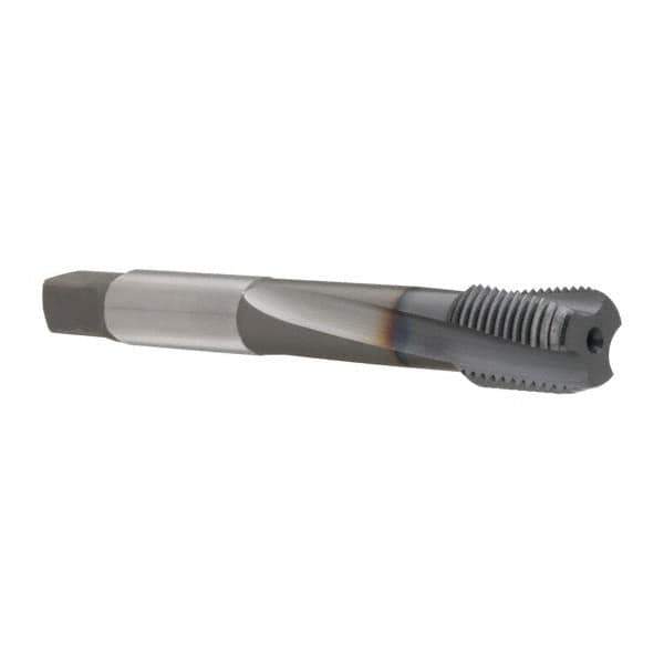 OSG - M12x1.25 Metric Fine 3 Flute Modified Bottoming Spiral Flute Tap - Powdered Metal, TiCN Finish, 3-3/8" OAL, Right Hand Flute, Right Hand Thread, D5, Series 345TI - USA Tool & Supply