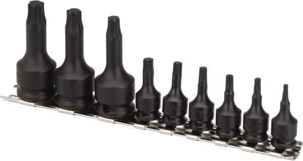 Paramount - 9 Piece 1/4 & 3/8" Drive Torx Bit Socket Set - T10 to T50 Torx - USA Tool & Supply