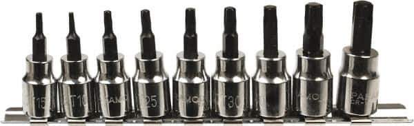 Paramount - 9 Piece 3/8" Drive Torx Bit Socket Set - T10 to T50 Torx - USA Tool & Supply
