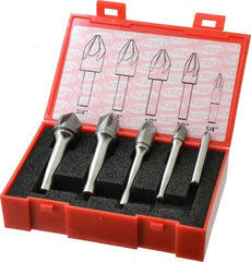 Keo - 5 Piece, 1/4 to 3/4" Head Diam, 82° Included Angle, Single End Countersink Set - USA Tool & Supply