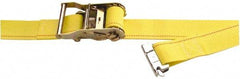 Kinedyne - 12' Long x 2" Wide, 1,000 Lb Basket Capacity, 1 Ply, Polyester Web Sling - Yellow, with Ratchet Tie Down - USA Tool & Supply
