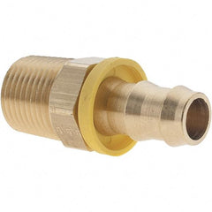 Parker - 1/2" ID 1/2-14 MNPTF Barbed Push On Male Fitting - Brass - USA Tool & Supply