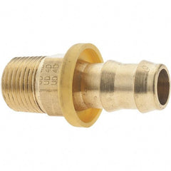 Parker - 1/2" ID 3/8-18 MNPTF Barbed Push On Male Fitting - Brass - USA Tool & Supply