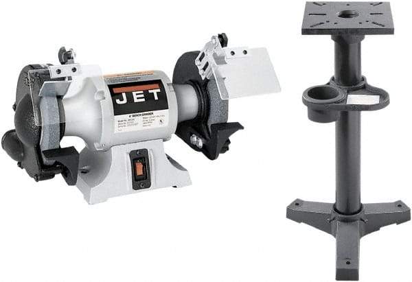 Jet - 6" Wheel Diam x 3/4" Wheel Width, 1/2 hp Grinder - 1/2" Arbor Hole Diam, 1 Phase, 3,450 Max RPM, 115 Volts - USA Tool & Supply