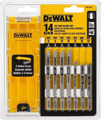 DeWALT - 14 Piece, 3" to 5" Long, 6 to 32 Teeth per Inch, Bi-Metal Jig Saw Blade Set - Toothed Edge, T-Shank - USA Tool & Supply