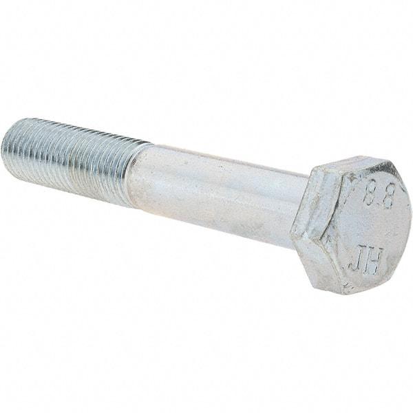 Value Collection - M12x1.50mm Metric Fine, 75mm Long Hex Head Cap Screw - Partially Threaded, Grade 8.8 Steel, Zinc-Plated Finish, 19mm Hex - USA Tool & Supply