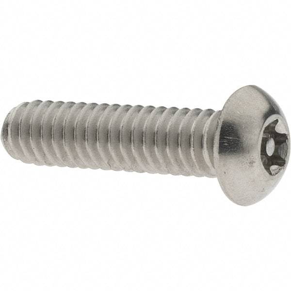 Value Collection - 1/4-20 UNC Pin In Torx Drive, Button Screw - Grade 18-8 Stainless Steel, Uncoated, 1" Length Under Head - USA Tool & Supply