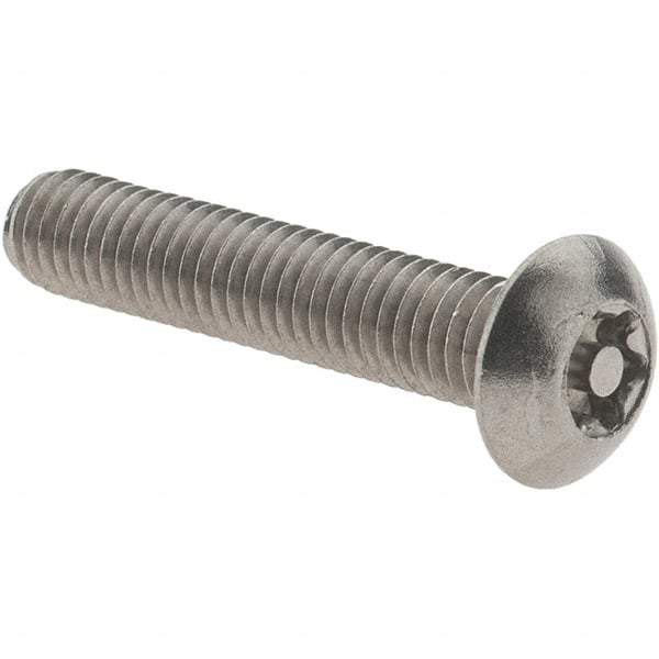Value Collection - #10-32 UNF Pin In Torx Drive, Button Screw - Grade 18-8 Stainless Steel, Uncoated, 1" Length Under Head - USA Tool & Supply