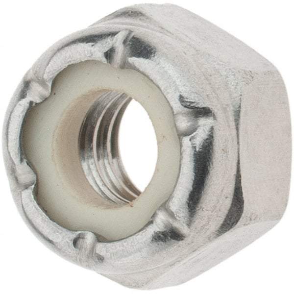 Value Collection - 1/4-20 UNC 18-8 Hex Lock Nut with Nylon Insert - 7/16" Width Across Flats, 19/64" High - USA Tool & Supply