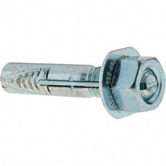 Value Collection - 3/8" Diam, 3/8" Drill, 2" OAL, Wedge Expansion Concrete Anchor - Steel, Zinc-Plated Finish, Hex Nut Head, Hex Drive, 3/4" Thread Length - USA Tool & Supply