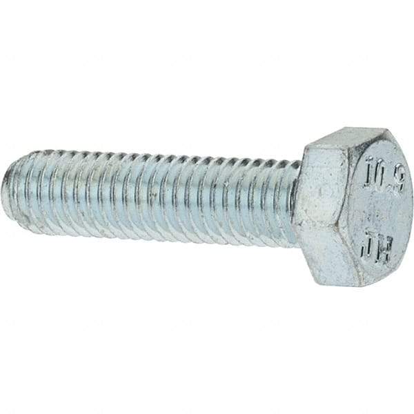 Value Collection - M5x0.80mm Metric Coarse, 20mm Long Hex Head Cap Screw - Fully Threaded, Grade 10.9 Steel, Zinc-Plated Finish, 8mm Hex - USA Tool & Supply