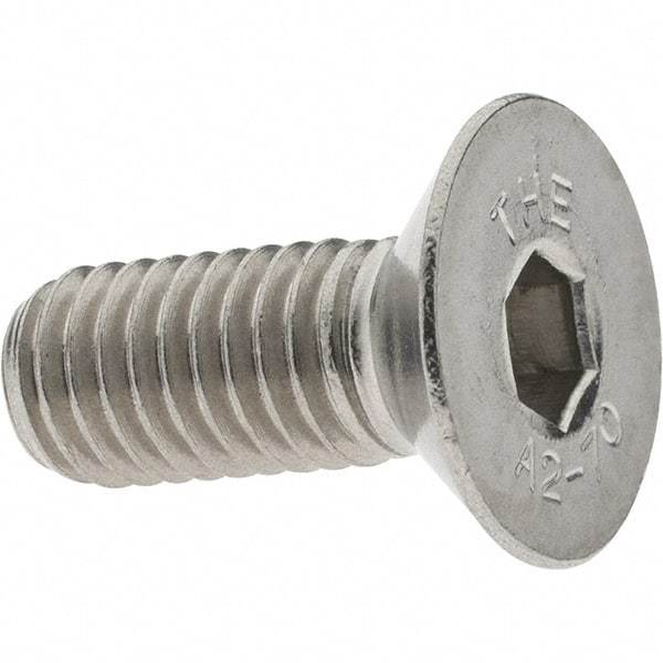 Value Collection - M8x1.25 Metric Coarse Hex Socket Drive, 90° Flat Screw - Grade 18-8 Stainless Steel, Fully Threaded, 20mm OAL - USA Tool & Supply