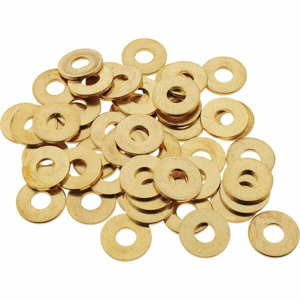 Value Collection - #8 Screw, Brass Standard Flat Washer - 0.172" ID x 7/16" OD, 0.036" Thick, Plain Finish - USA Tool & Supply
