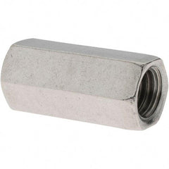 Value Collection - 3/8-16 UNC, 1-1/8" OAL Stainless Steel Standard Coupling Nut - 1/2" Width Across Flats - USA Tool & Supply