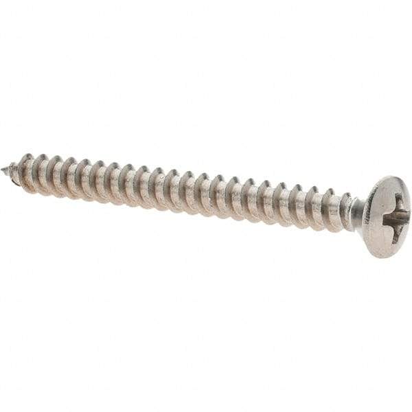 Value Collection - #8 Oval Head Phillips Sheet Metal Screw - Stainless Steel, 1-3/4" Length Under Head, Grade 18-8 - USA Tool & Supply