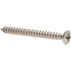 Value Collection - #8 Oval Head Phillips Sheet Metal Screw - Stainless Steel, 1-3/4" Length Under Head, Grade 18-8 - USA Tool & Supply