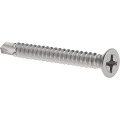 Value Collection - #8, Flat Head, Phillips Drive, 1-1/2" OAL, #2 Point, Self Drilling Screw - Grade 410 Stainless Steel - USA Tool & Supply