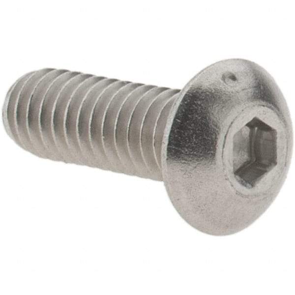 Value Collection - #8-32 UNC Hex Socket Drive, Button Screw - Grade 316 Stainless Steel, Uncoated, 1/2" Length Under Head - USA Tool & Supply