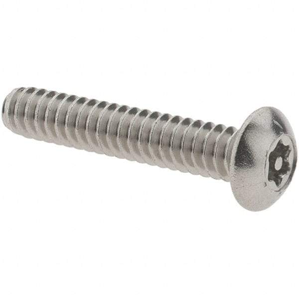 Value Collection - #6-32 UNC Pin In Torx Drive, Button Screw - Grade 18-8 Stainless Steel, Uncoated, 3/4" Length Under Head - USA Tool & Supply