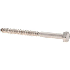 Made in USA - 5/16 Screw, 4" Length Under Head, Stainless Steel, Hex Head Lag Screw - Uncoated, Grade 18-8 - USA Tool & Supply