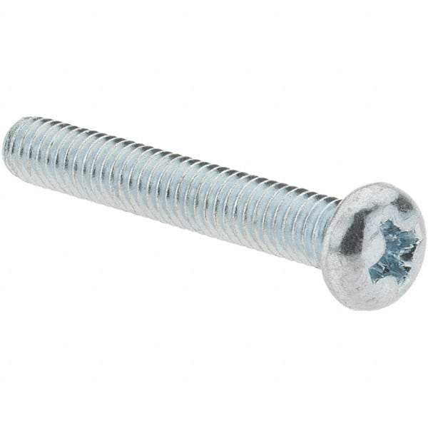 Value Collection - M4x0.70, 25mm Length Under Head Phillips Drive Machine Screw - Pan Head, Grade 4.8 Steel, Zinc-Plated Finish, Without Washer - USA Tool & Supply
