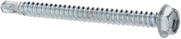Value Collection - #8, Hex Washer Head, Hex Drive, 2" Length Under Head, #3 Point, Self Drilling Screw - Steel, Zinc-Plated Finish - USA Tool & Supply