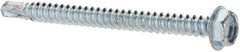 Value Collection - #8, Hex Washer Head, Hex Drive, 2" Length Under Head, #3 Point, Self Drilling Screw - Steel, Zinc-Plated Finish - USA Tool & Supply