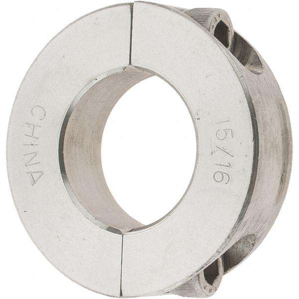 Value Collection - 15/16" Bore, Stainless Steel, Two Piece Two Piece Split Shaft Collar - 1-3/4" Outside Diam, 1/2" Wide - USA Tool & Supply