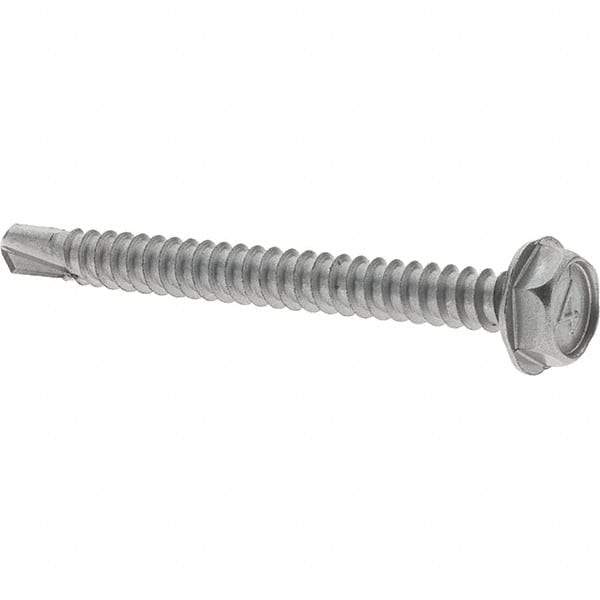 Value Collection - #10, Hex Washer Head, Hex Drive, 2" Length Under Head, #2 Point, Self Drilling Screw - Grade 410 Stainless Steel - USA Tool & Supply