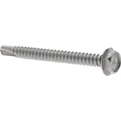 Value Collection - #10, Hex Washer Head, Hex Drive, 2" Length Under Head, #2 Point, Self Drilling Screw - Grade 410 Stainless Steel - USA Tool & Supply