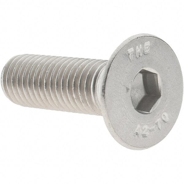 Value Collection - M12x1.75 Metric Coarse Hex Socket Drive, 90° Flat Screw - Grade 18-8 & Austenitic A2 Stainless Steel, Partially Threaded, 40mm OAL - USA Tool & Supply