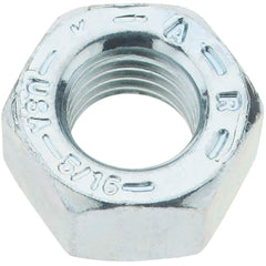 Value Collection - 5/16-24 UNF Steel Right Hand Hex Nut - 1/2" Across Flats, 17/64" High, Zinc Yellow Dichromate Finish - USA Tool & Supply