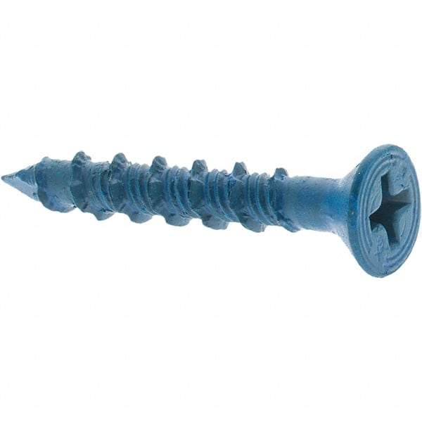 Value Collection - 3/16" Diam, 1-1/4" OAL, Phillips Drive, Concrete Screw & Masonry Fastener - Steel, Includes Drill Bit - USA Tool & Supply