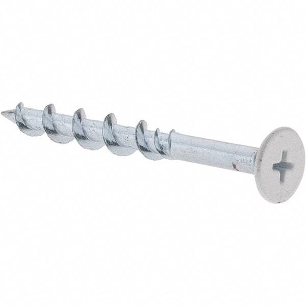 Value Collection - 1/4", 2-1/4" Length Under Head, Phillips Drive Wafer Head, Steel Drywall Screws - White Finish, Grade 1018 - USA Tool & Supply