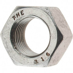 Value Collection - 1/2-20 UNF Stainless Steel Right Hand Hex Nut - 3/4" Across Flats, 7/16" High, Uncoated - USA Tool & Supply