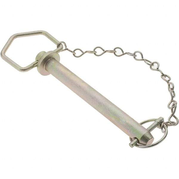 Value Collection - 3/4" Pin Diam, 7" Long, Zinc Plated Steel Hitch Pin - 6-1/4" Usable Length - USA Tool & Supply