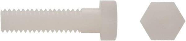 Electro Hardware - 5/16-18 UNC, 1-1/4" Length Under Head Hex Head Cap Screw - Partially Threaded, Grade 6/6 Nylon, Uncoated, 1/2" Hex - USA Tool & Supply